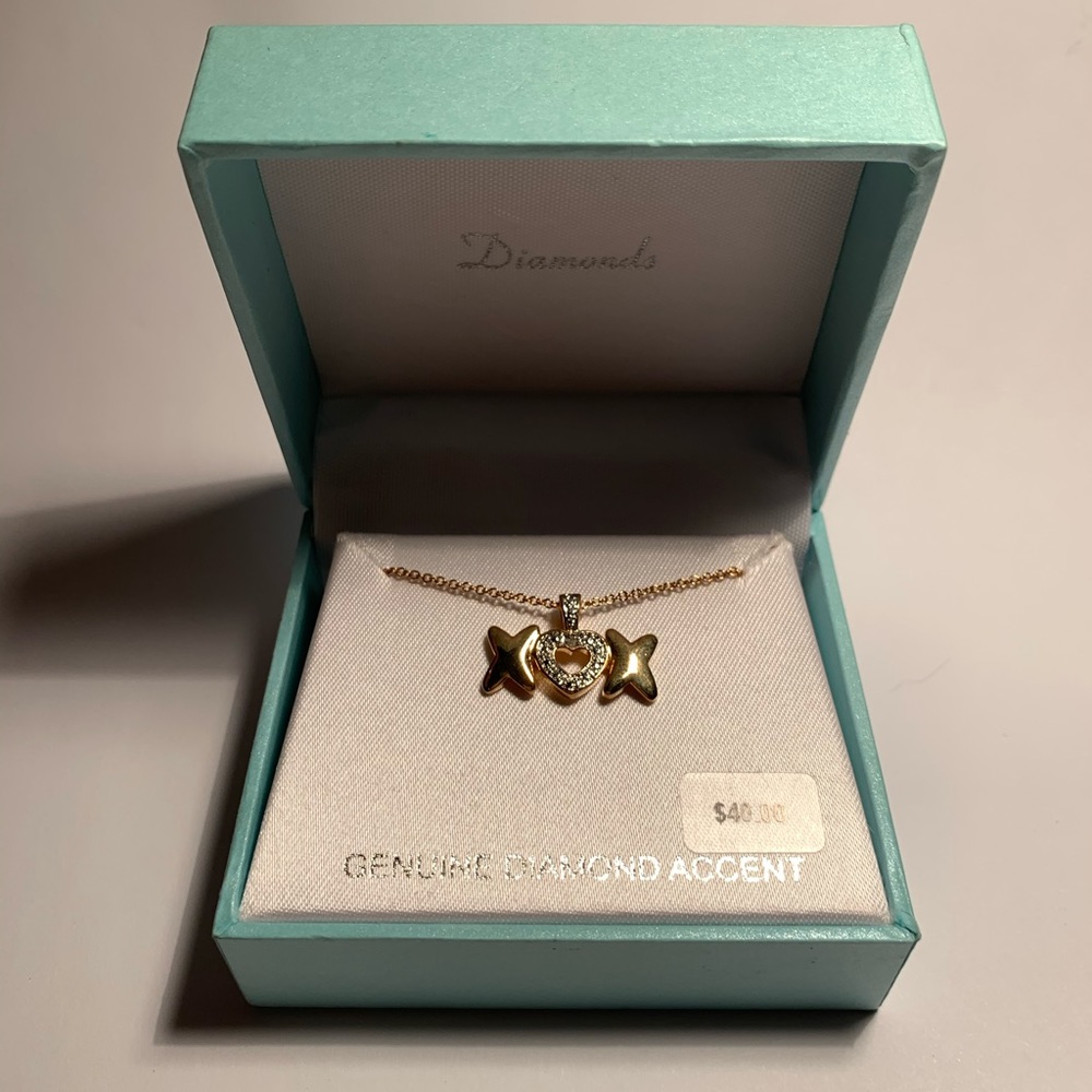 Gold and Diamond XO Necklace